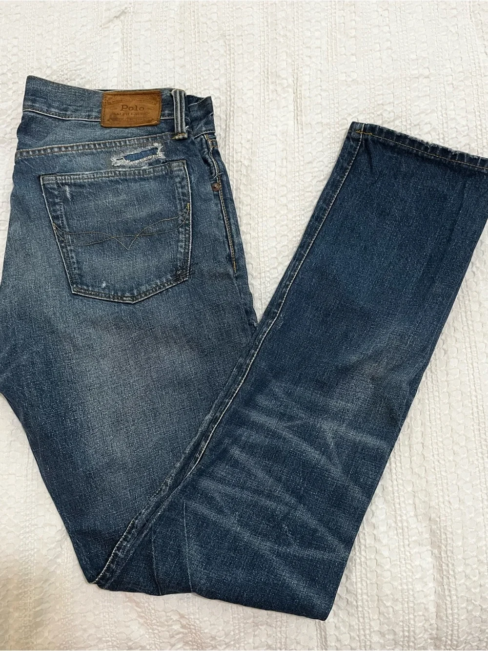 Polo by Ralph Lauren Men’s The Sullivan Slim Jeans Sz 32 x 34 Rugged Patchwork